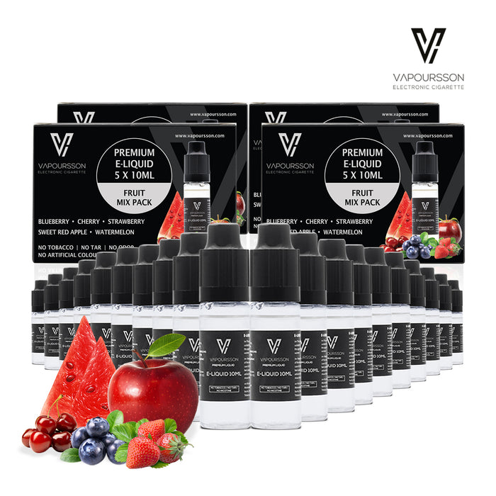 VAPOURSSON 20 X 10ml E-Liquid Mixed Fruits Apple Blueberry Cherry Strawberry Watermelon New Super Grade Formula made for Electronic Cigarette and E Shisha