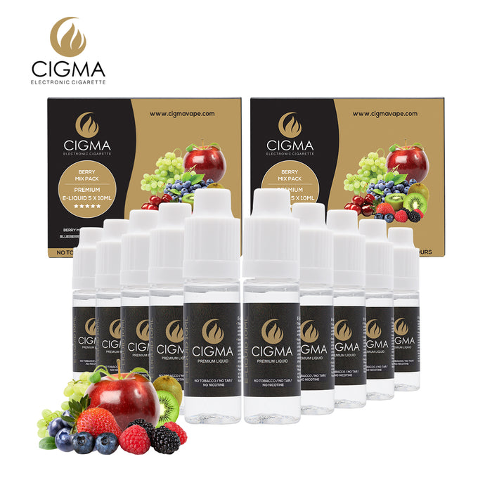 CIGMA 10 X 10ml E-Liquid Berry Pack Berry Mix | 250ml | Berry | Blueberry | Blackberry | Cherry | Grape | New Premium Quality Formula with Only High-Grade Ingredients VG & PG Mix Made For Electronic Cigarette and E Shisha