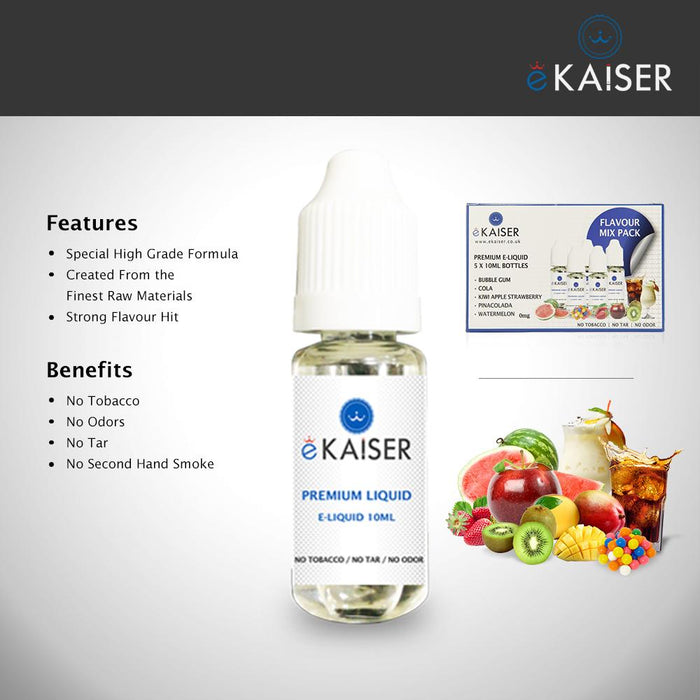 eKaiser e-Liquid - Flavour Pack 0mg 10ml Bottle x 5 Pack | Cigee