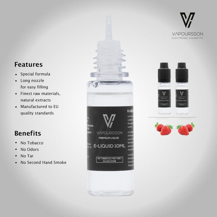 Vapoursson e-Liquid - Strawberry 0mg 10ml Bottle x 2 Pack | Cigee