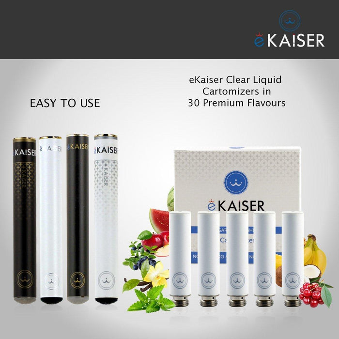 E Shisha Pen Starter Kit eKaiser Rechargeable Black Battery E Liquid Eshisha+eKaiser e-Cigarette Black Cartomizer - Bubble Gum 0mg x 5 Pack