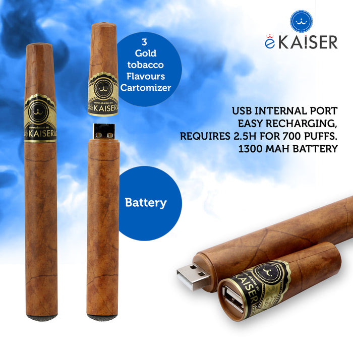 eKaiser e-Cigar - Classic e-Cigarette 0mg x 2 Pack + eKaiser e-Cigar Cartomizer - Apple 0mg x 2 Pack