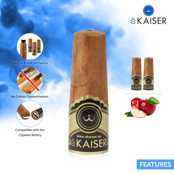 eKaiser e-Cigar - Classic e-Cigarette 0mg x 2 Pack + eKaiser e-Cigar Cartomizer - Apple 0mg x 2 Pack