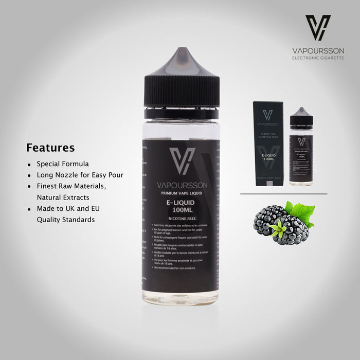 Vapoursson 100ml BlackBerry 0mg E-Liquid Short-Fill Nicotine+Vapoursson V2 Micro 5 X Coils